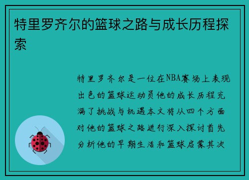 特里罗齐尔的篮球之路与成长历程探索